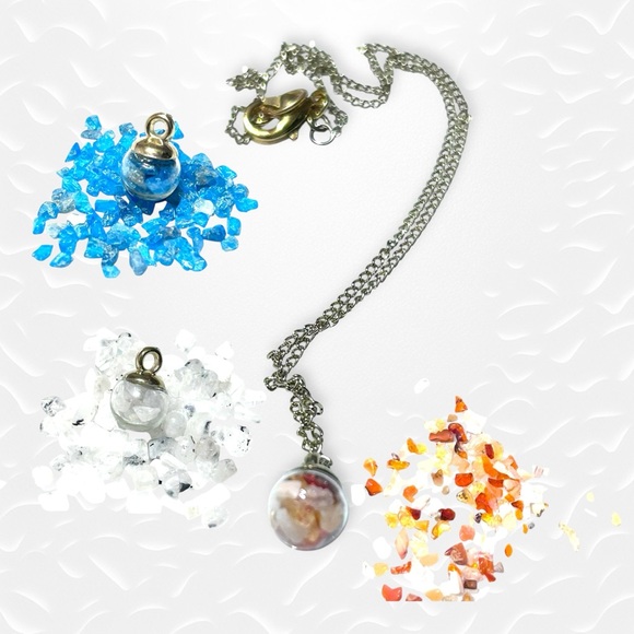 Hand Crafted Jewelry - Hand Crafted Necklace Fire Opal Rainbow Moonstone Neon Apatite Pots Chain